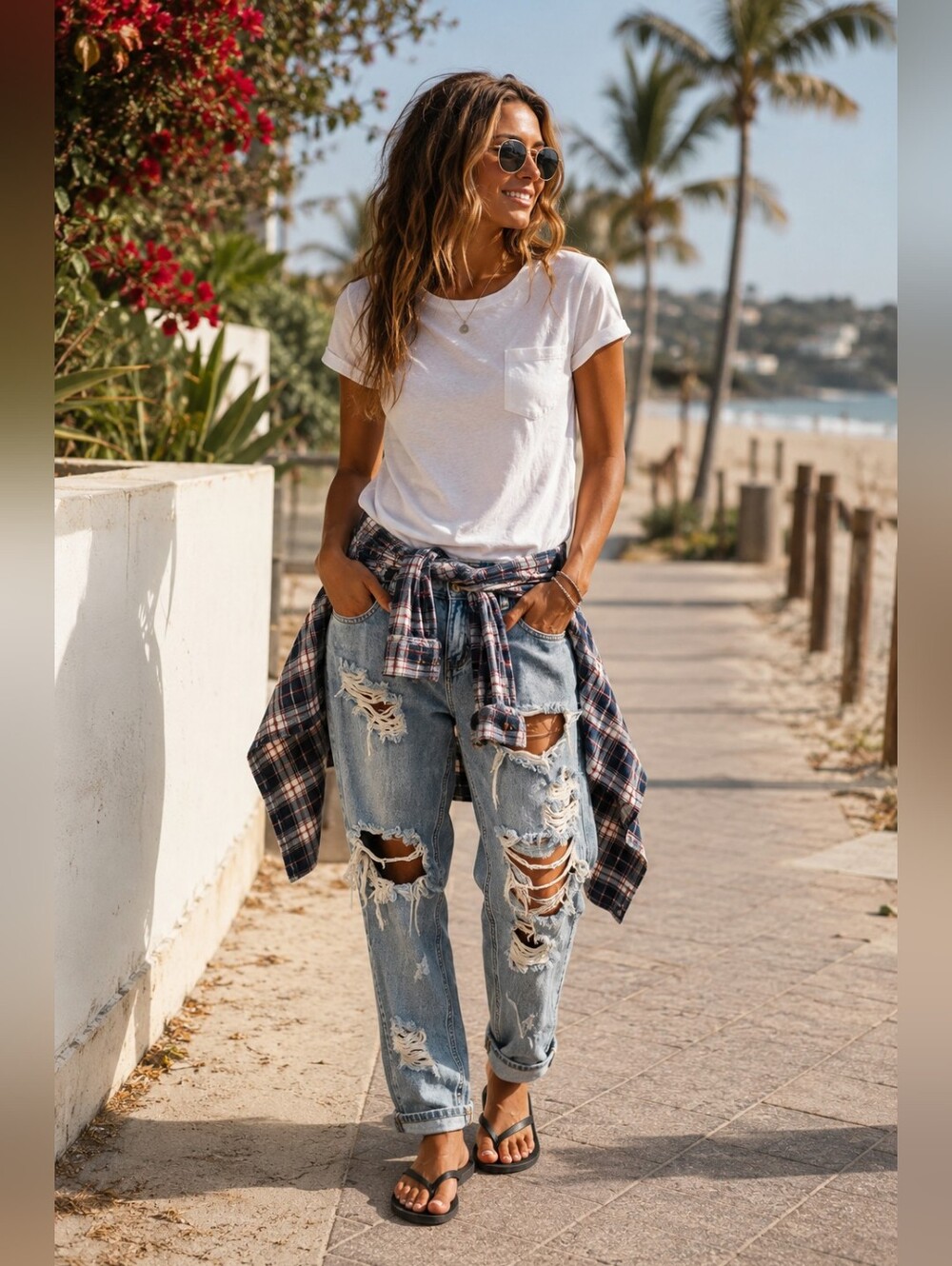 One Teaspoon Awesome Baggies Destroyed Medium Wash Boyfriend Jeans Women's 24